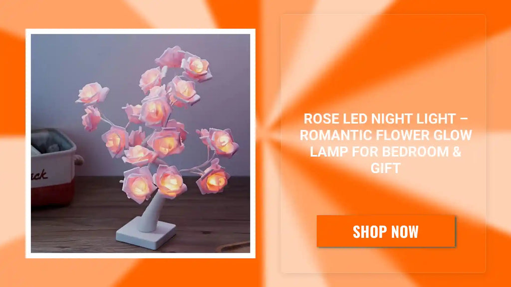 Rose LED Night Light &ndash; Romantic Flower Glow Lamp for Bedroom &amp; Gift by@Outfy
