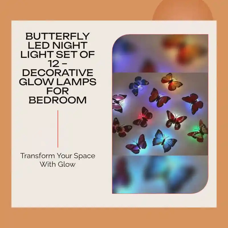 Butterfly LED Night Light Set of 12 &ndash; Decorative Glow Lamps for Bedroom by@Outfy