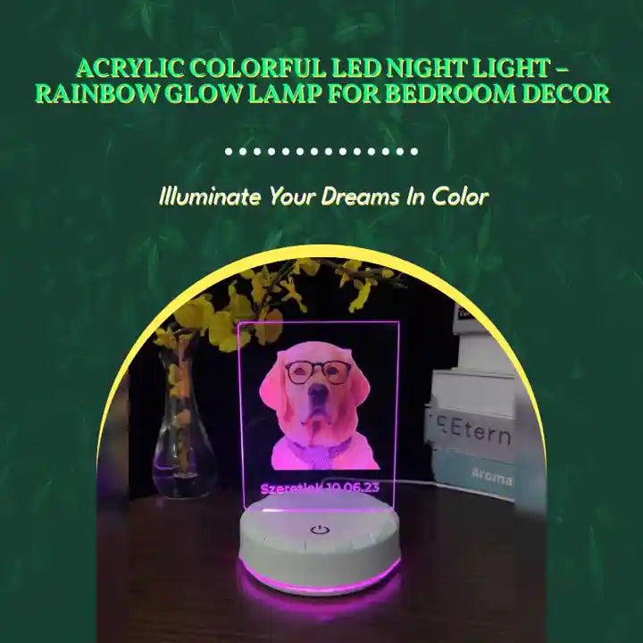 Acrylic Colorful LED Night Light &ndash; Rainbow Glow Lamp for Bedroom Decor by@Outfy