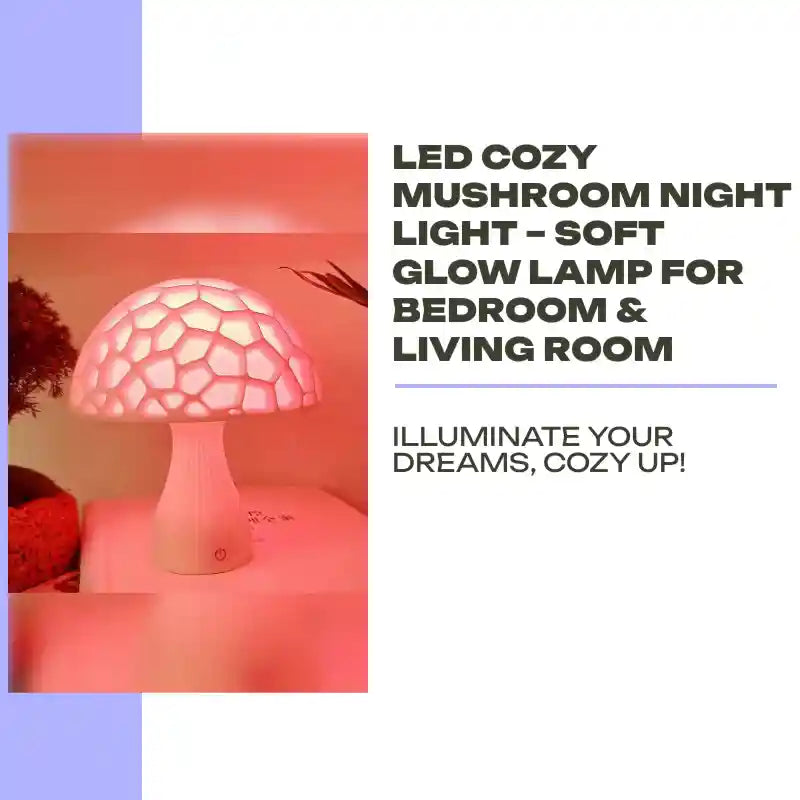 LED Cozy Mushroom Night Light &ndash; Soft Glow Lamp for Bedroom &amp; Living Room by@Outfy